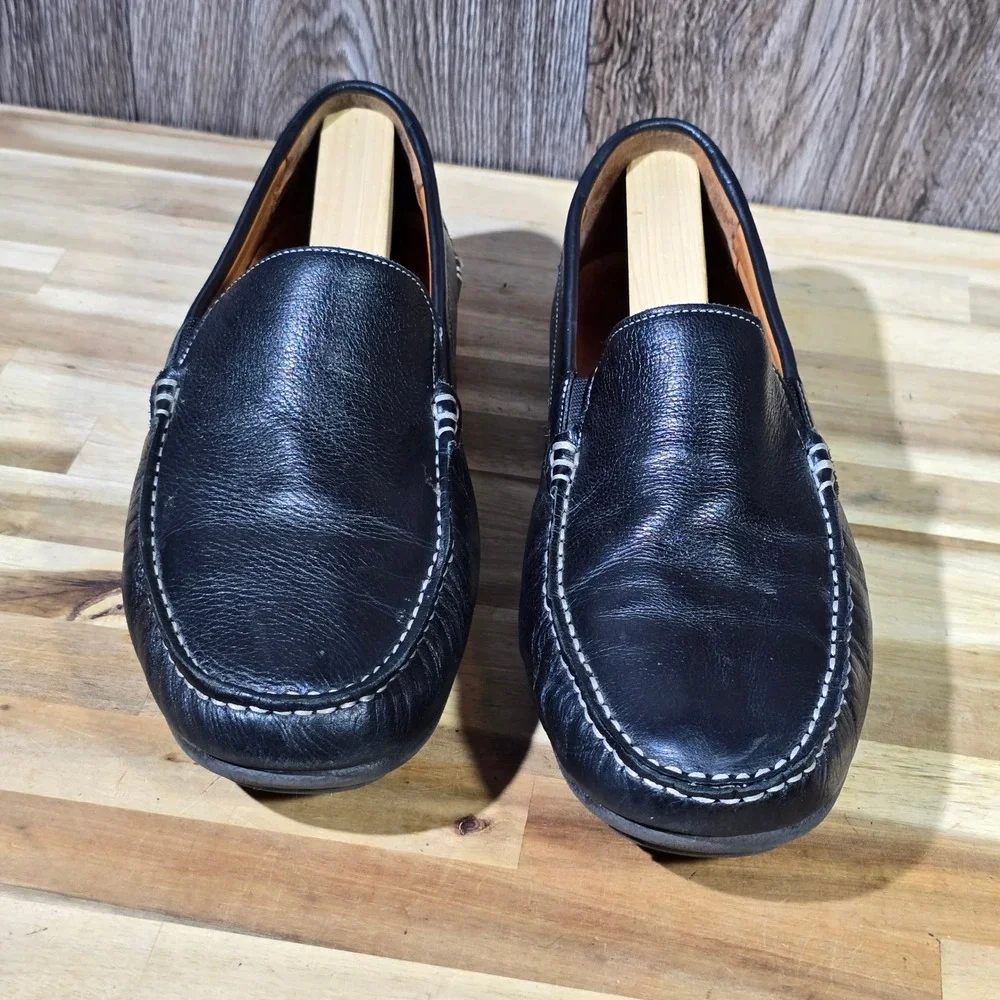 Johnston & Murphy McGuffey Loafer Black Leather Sheepskin Slip On Size 11 M Men‎